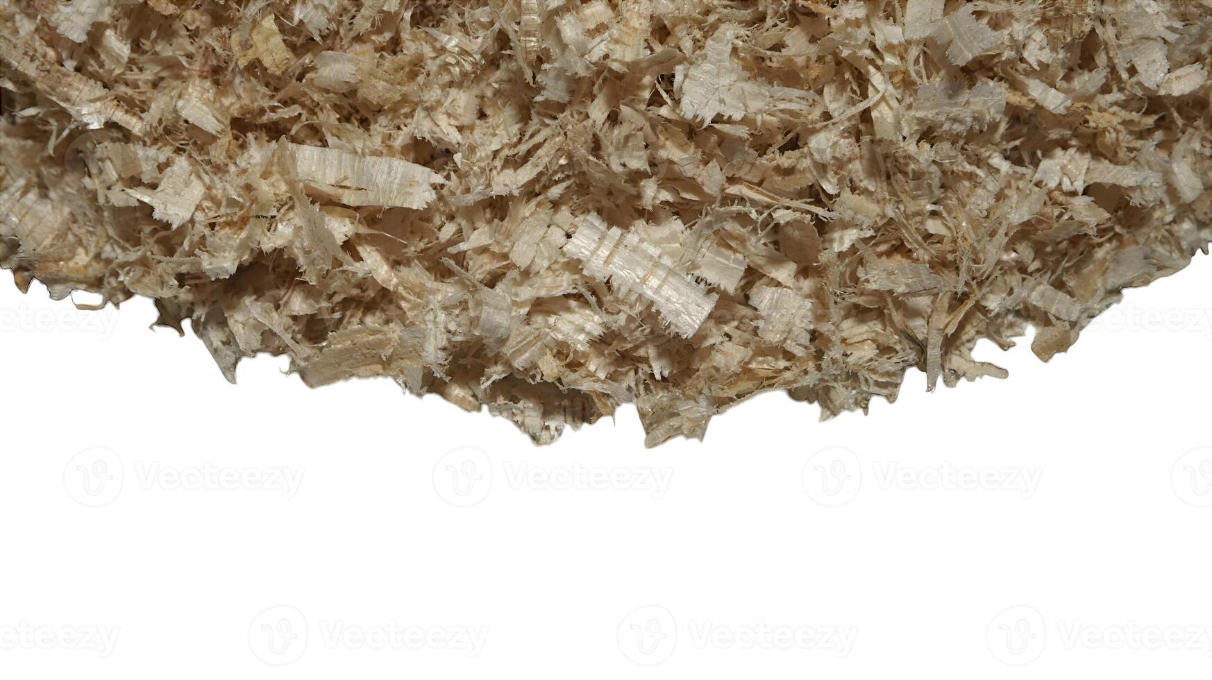 Detailed Macro Photograph of Wood Shavings Pile with Transparent Background photo