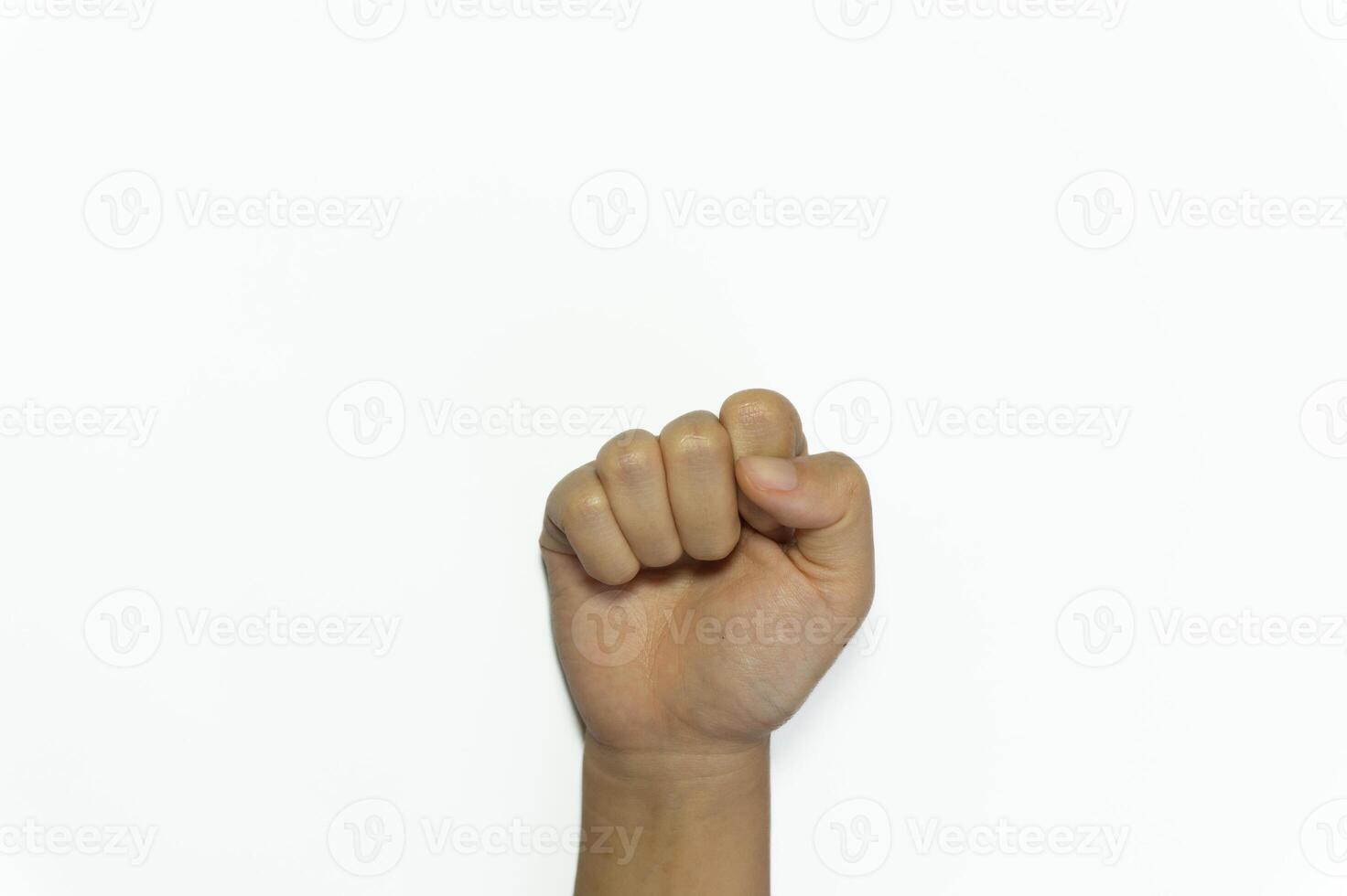 letter S of American hand sign language isolated on white background photo