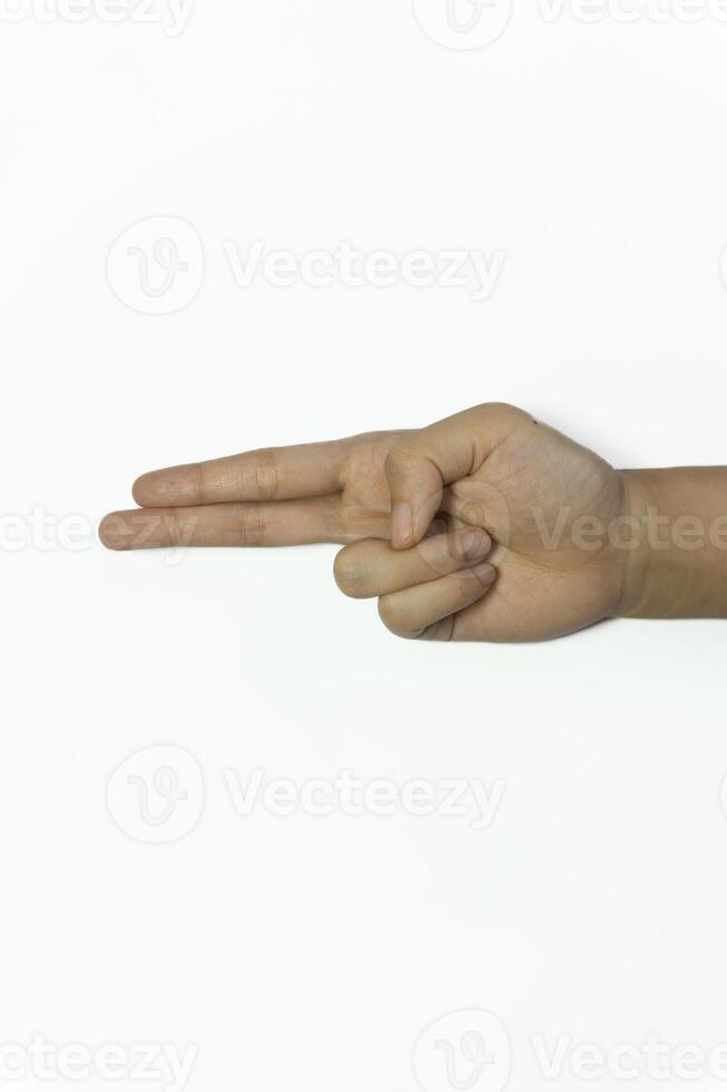 letter H of American hand sign language isolated on white background photo