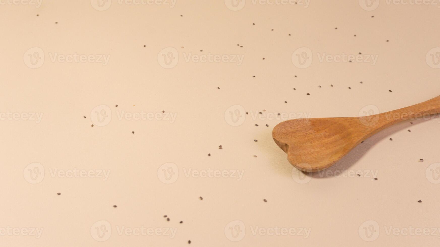 Empty wooden spoon for heart shape. photo