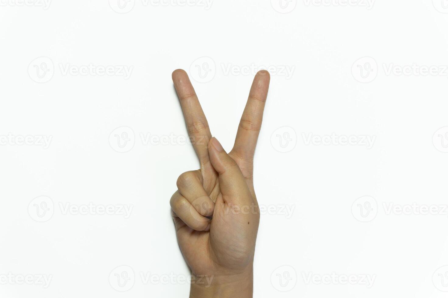 letter K of American hand sign language isolated on white background photo