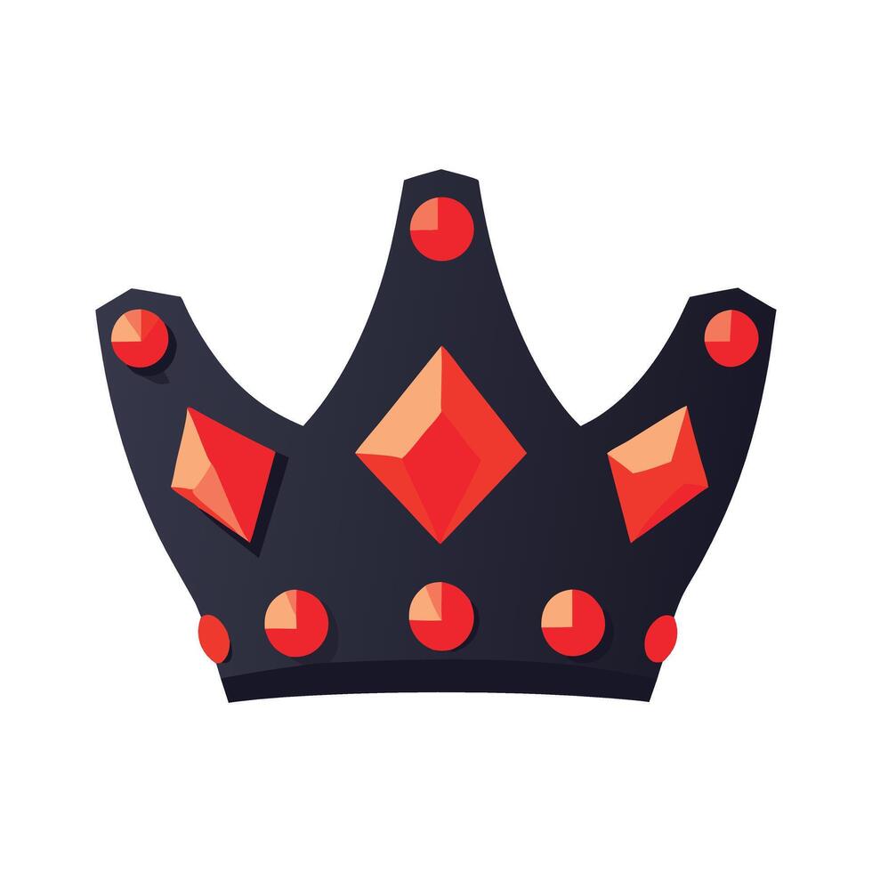 Black Crown with Red Jewels Graphic Illustration vector