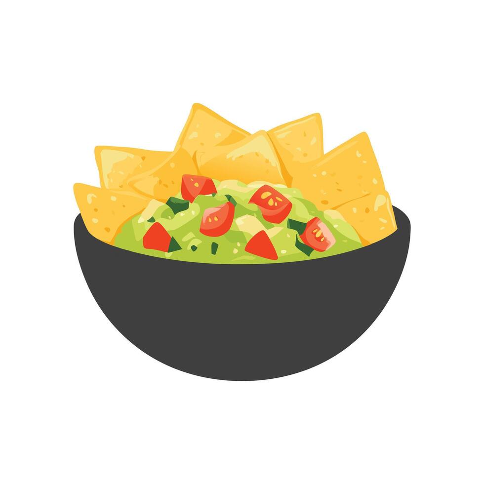 Guacamole and Tortilla Chips in a Bowl A Vibrant Mexican Appetizer vector
