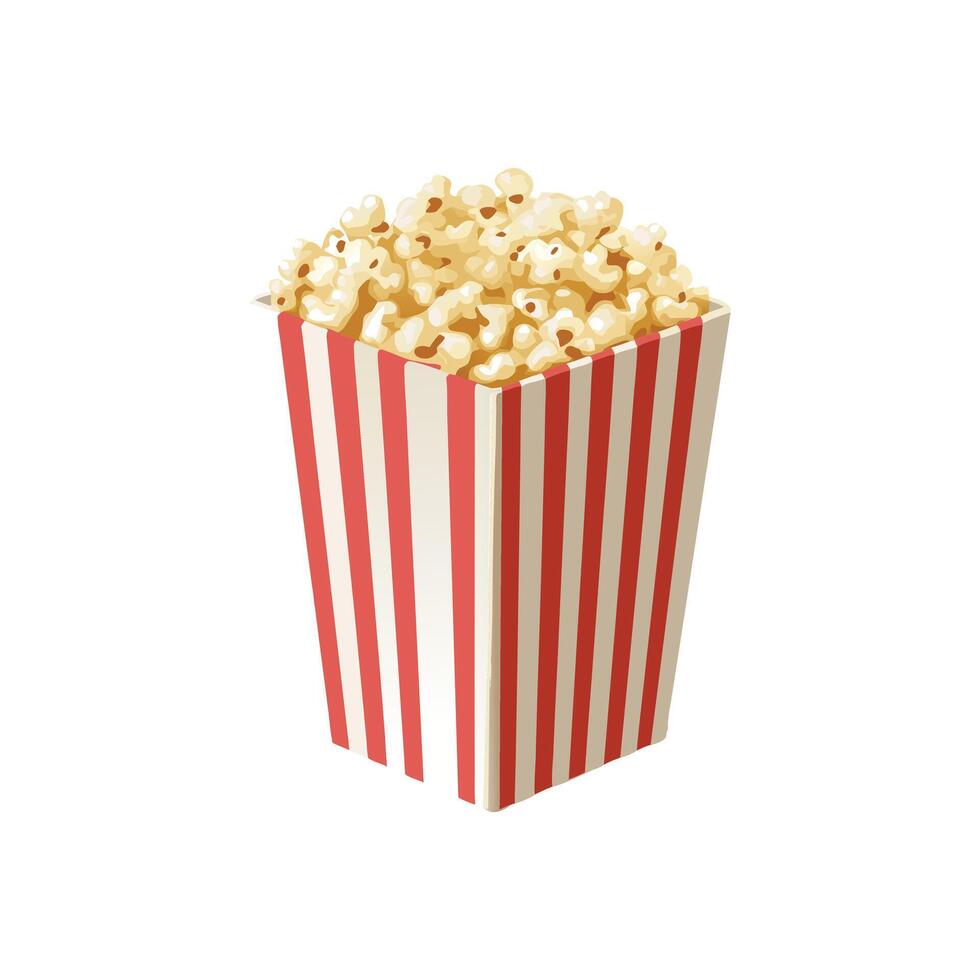 Classic Red and White Striped Popcorn Box A Cinema Snack Icon vector