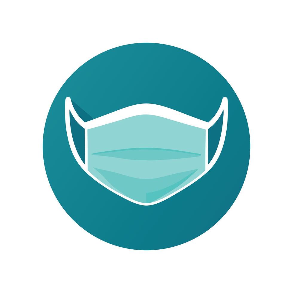 Protective Face Mask Icon A Teal Circle Graphic for Health Safety Resources vector