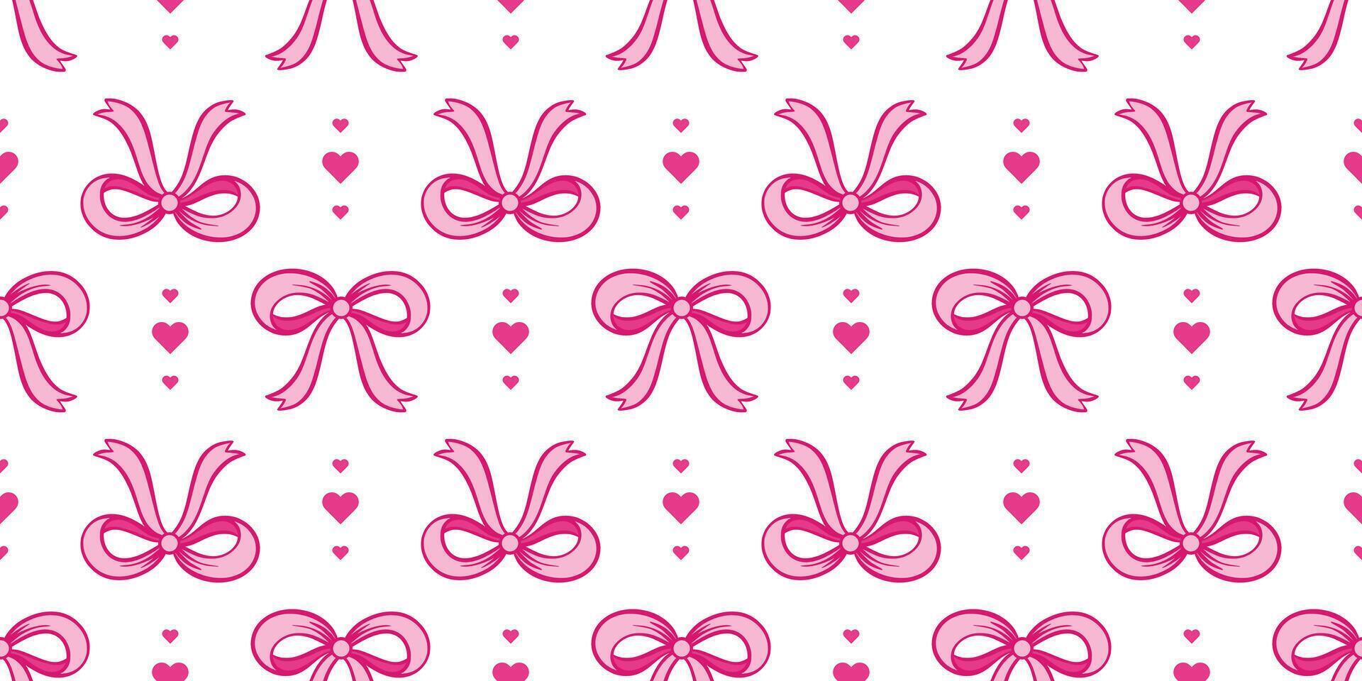Feminine seamless pattern with pink bows vector