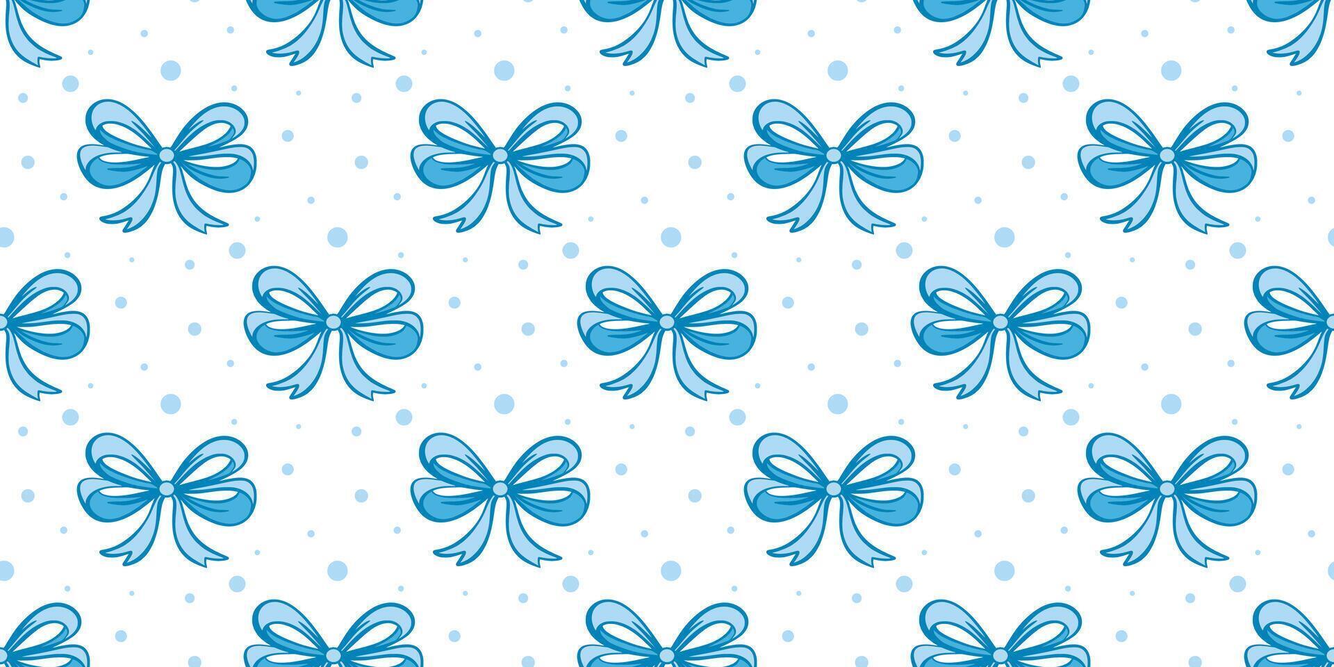 Seamless pattern with soft blue tied bows vector