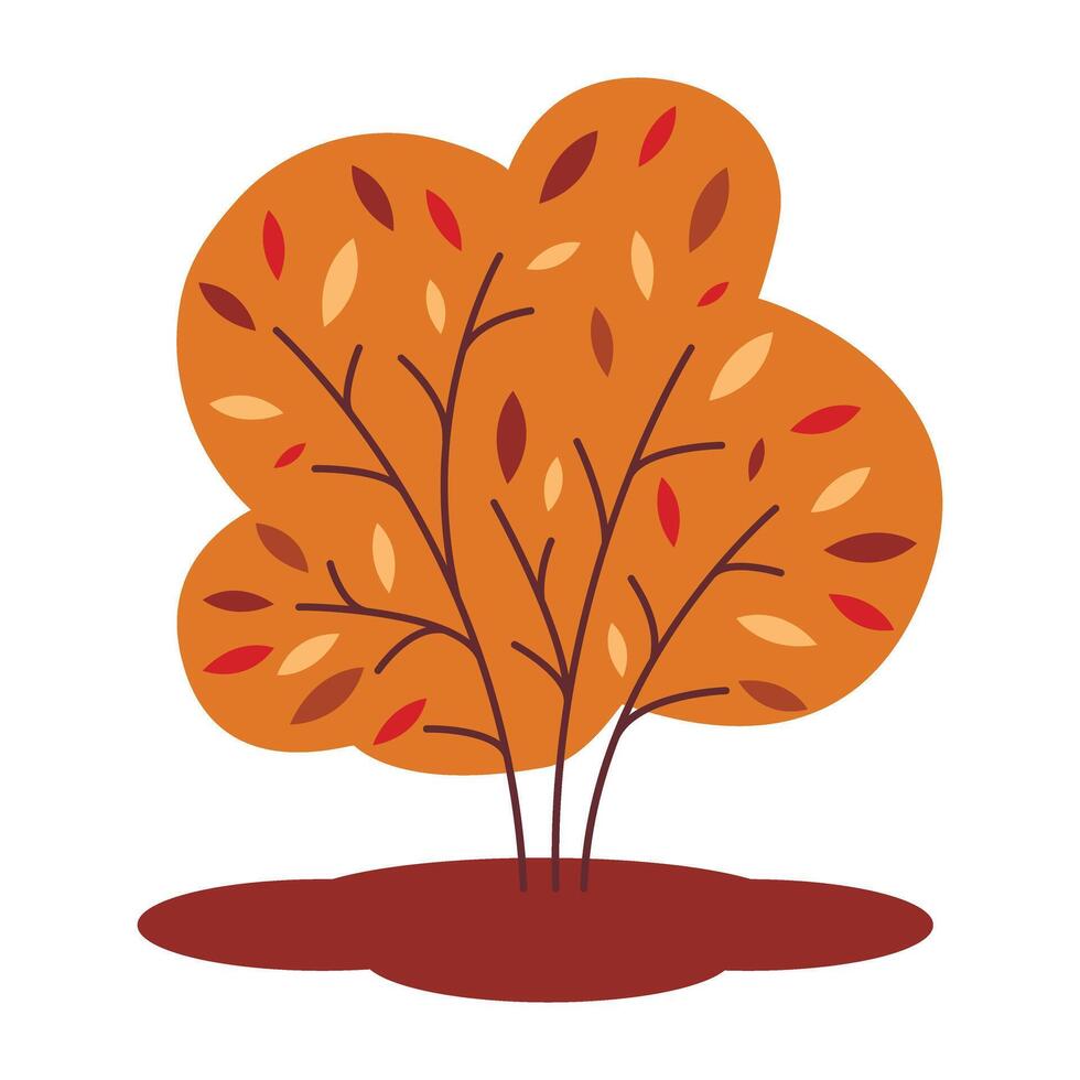 Autumn tree with yellowed leaves clip art illustration vector