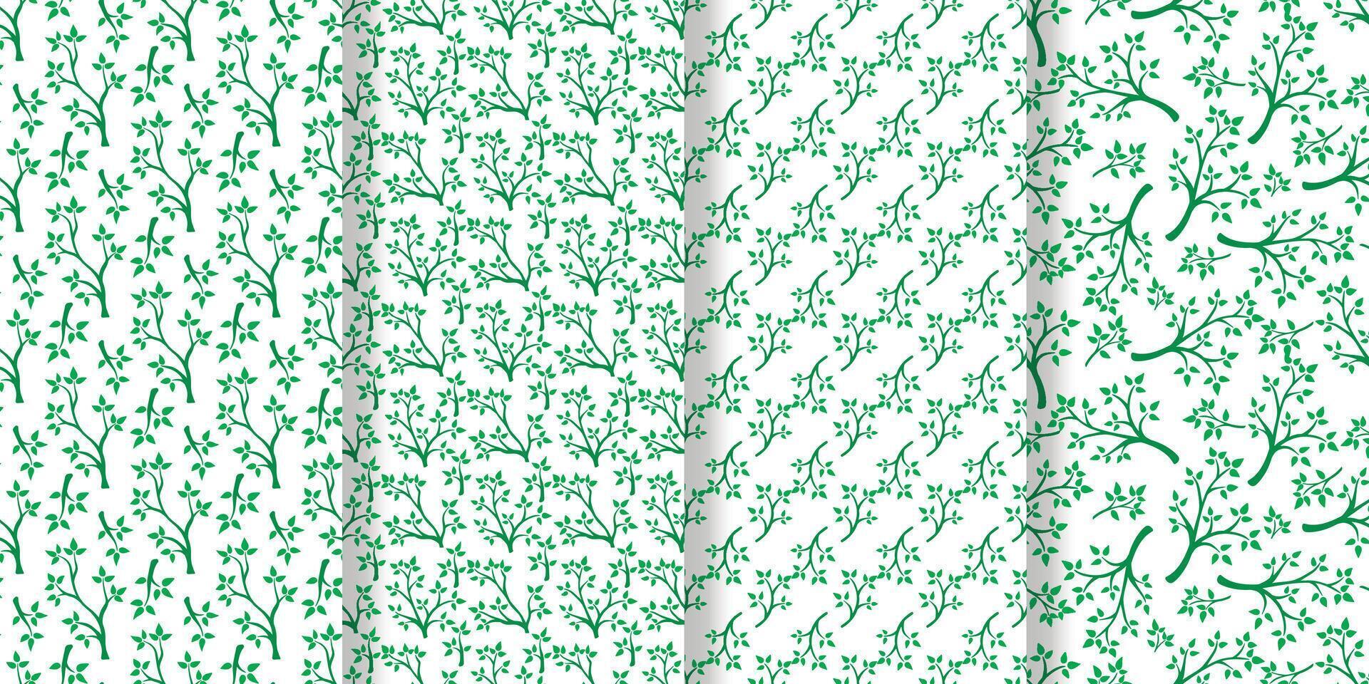 Set of seamless patterns with juicy green young foliage vector