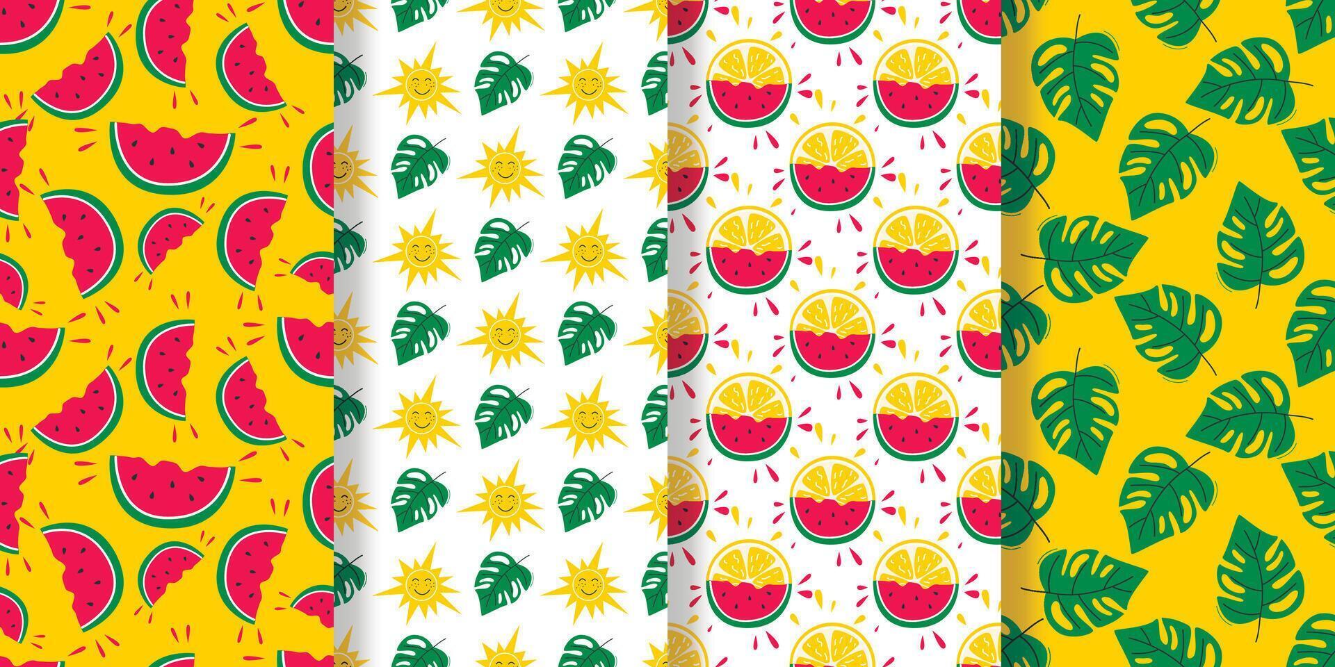 Summer beach vibe seamless pattern set vector