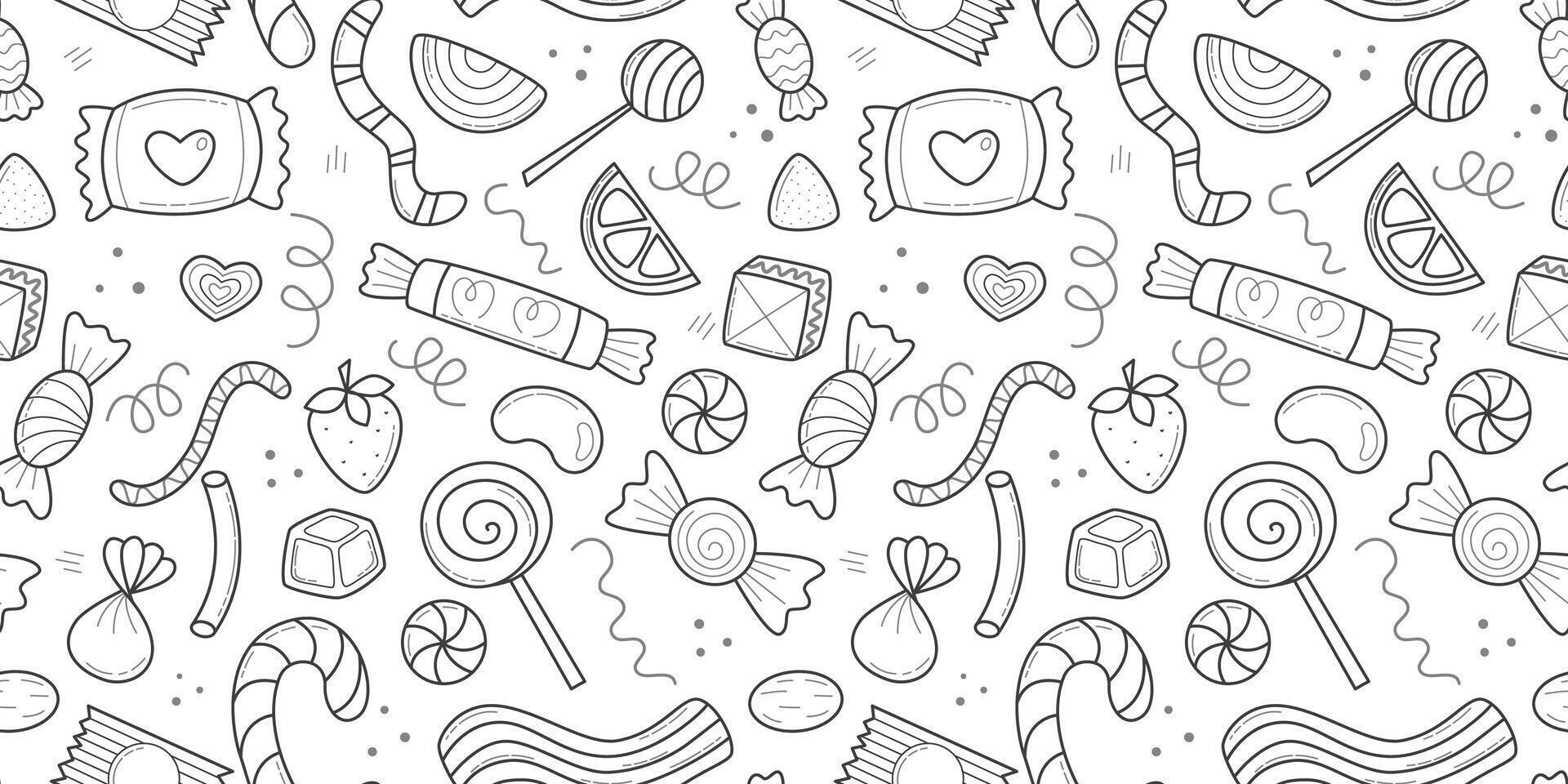 Hand drawn sweets and candies seamless pattern vector
