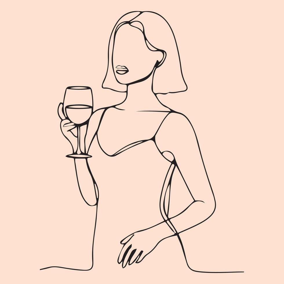 Drawing of a woman in a minimalist vector
