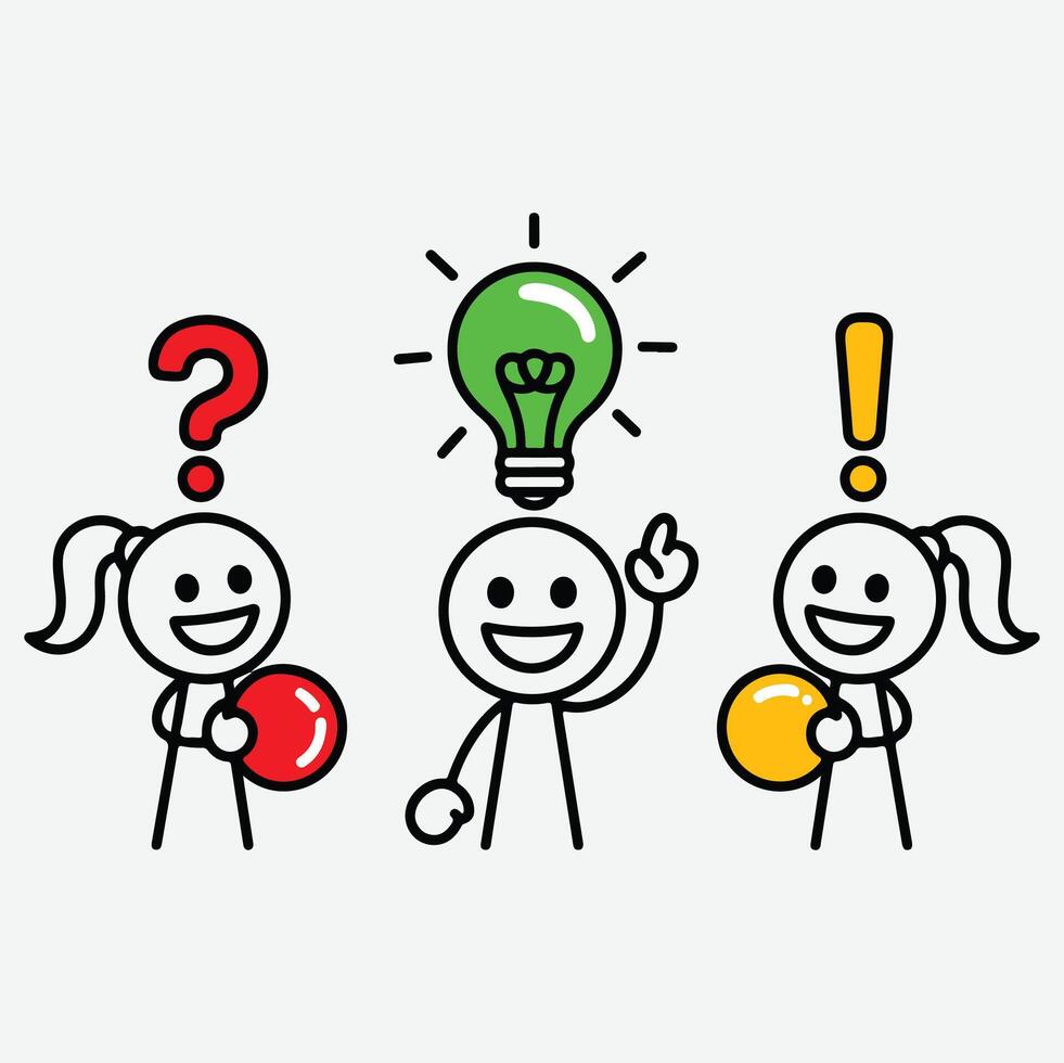 Stick figure problem creative idea development and implementation vector