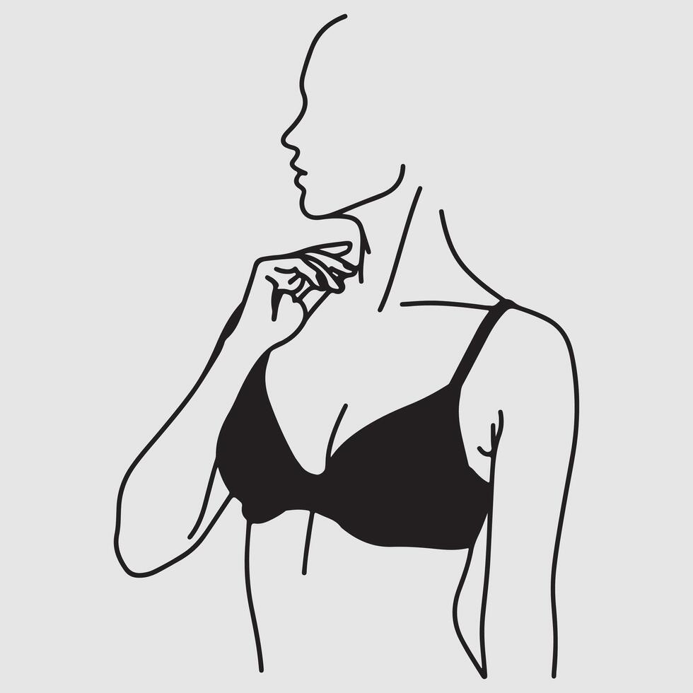 Female minimal elegant one line style drawing vector