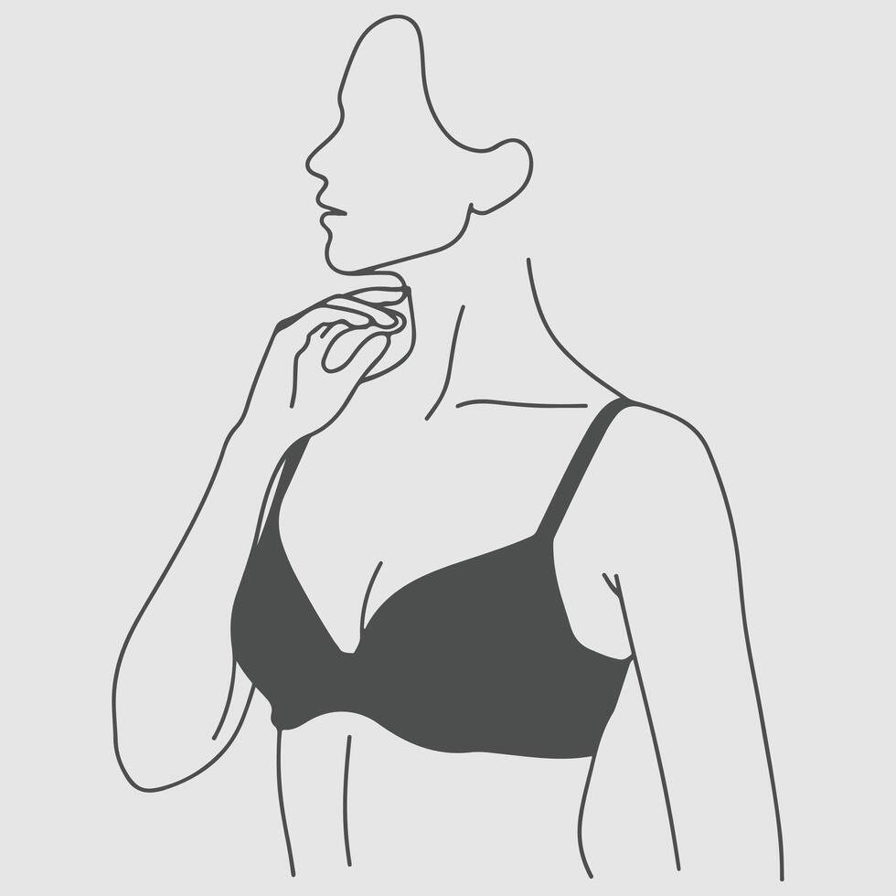 woman standing one line vector