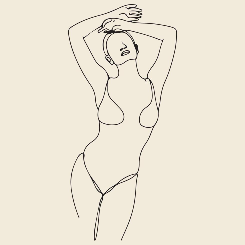 Abstract minimalistic female body. vector