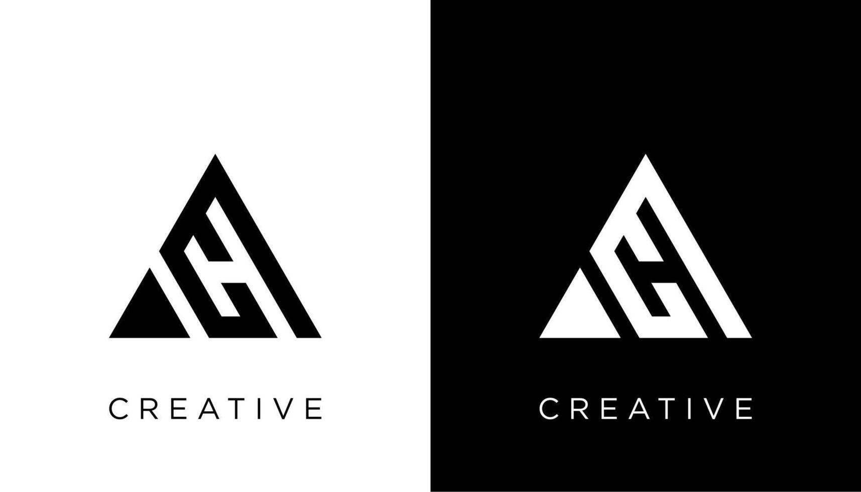 letter AH creative logo design with triangle shape vector