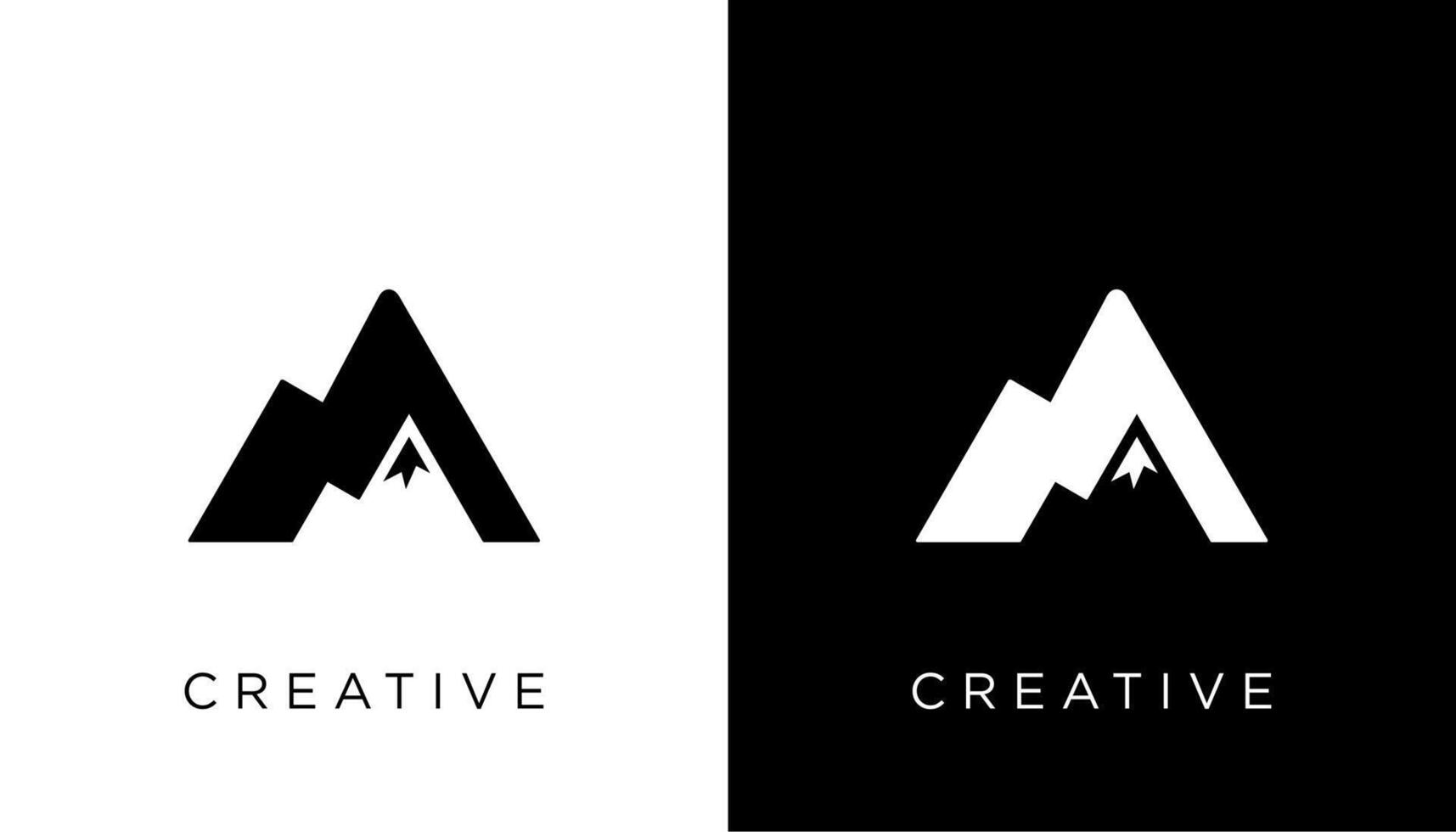 creative A letter logo design with mountain range vector