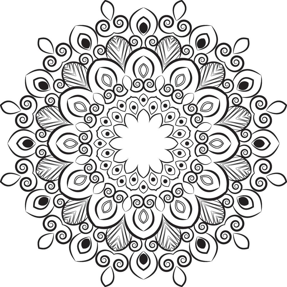 Decorative Round Mandala in Black and White vector