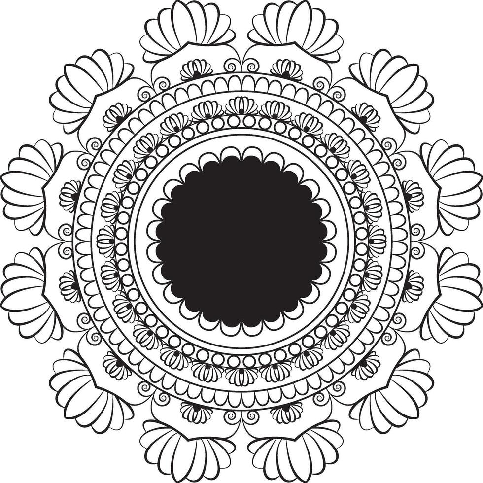 Simple Mandala Circle in Monochrome vector