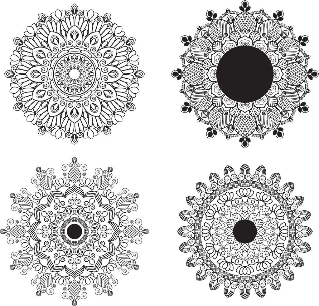 Decorative Mandala Border in Grayscale vector