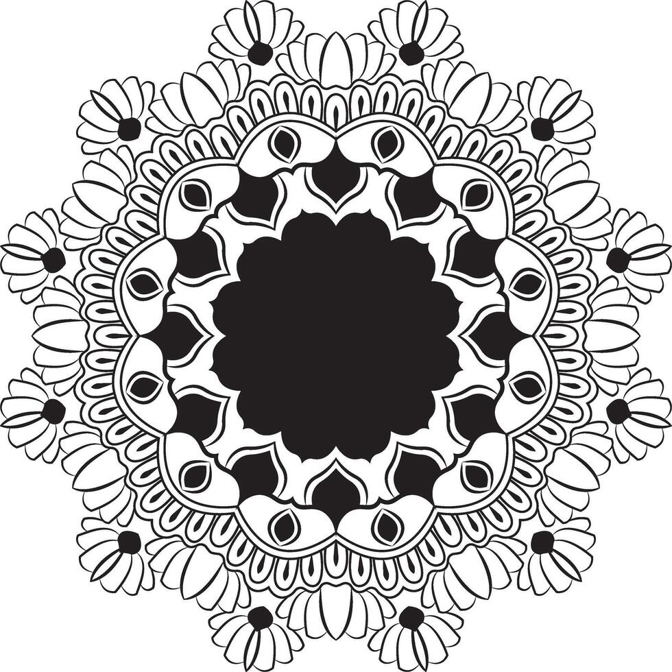 Detailed Mandala Doodle in Black and White vector