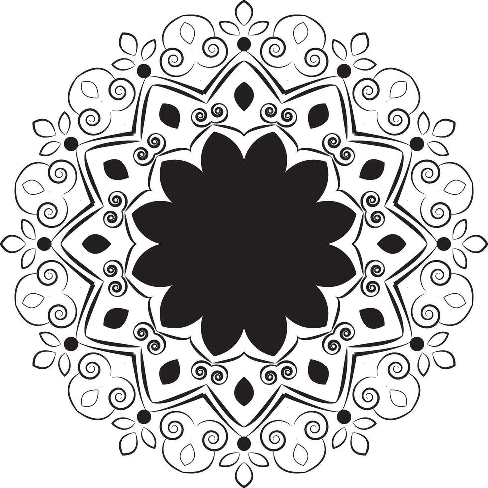 Stylized Black and White Mandala Emblem vector