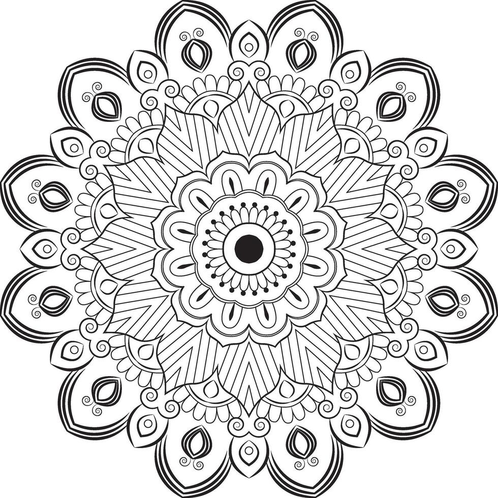 Symmetrical Mandala in Black Ink vector