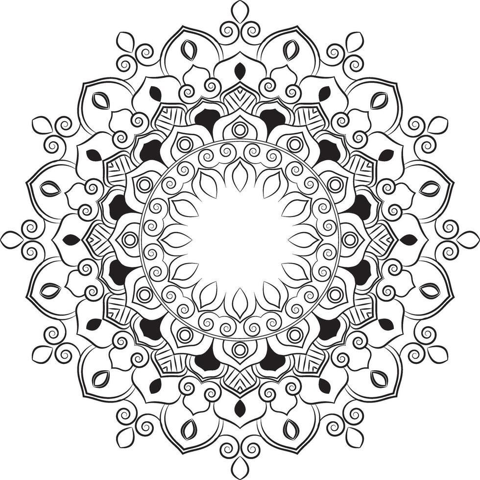 Modern Mandala Design in Black Lines vector