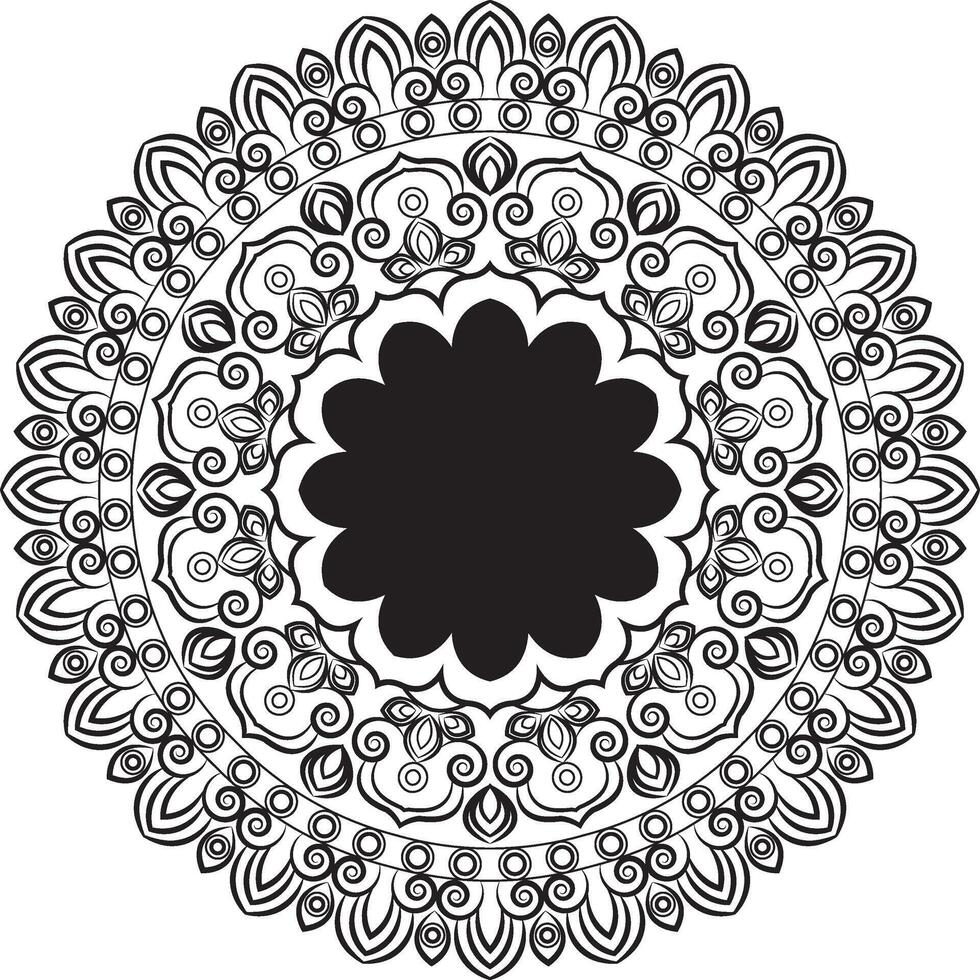 Hand-Sketched Mandala in Two-Tone vector