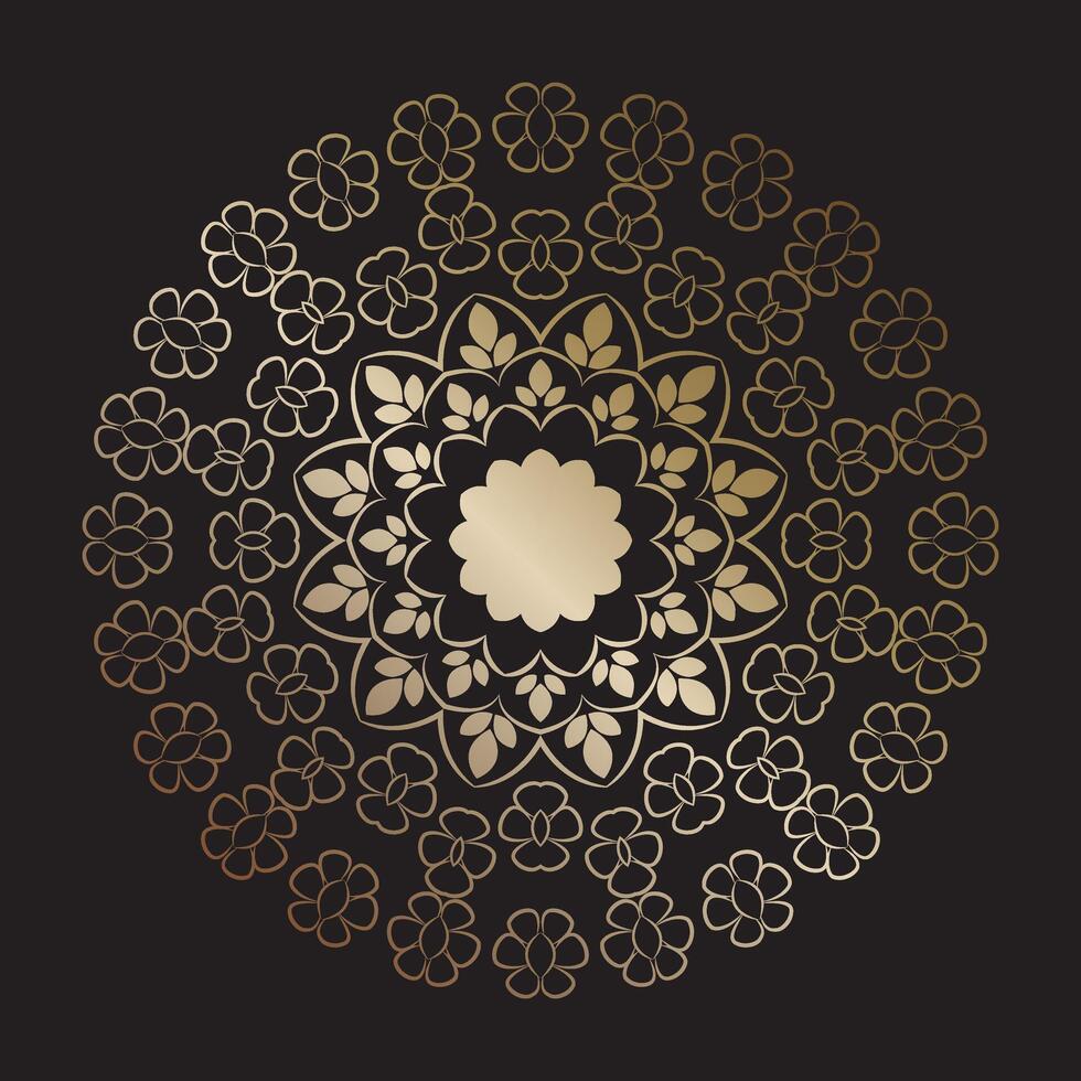 Folk Mandala Design in Ink Lines vector