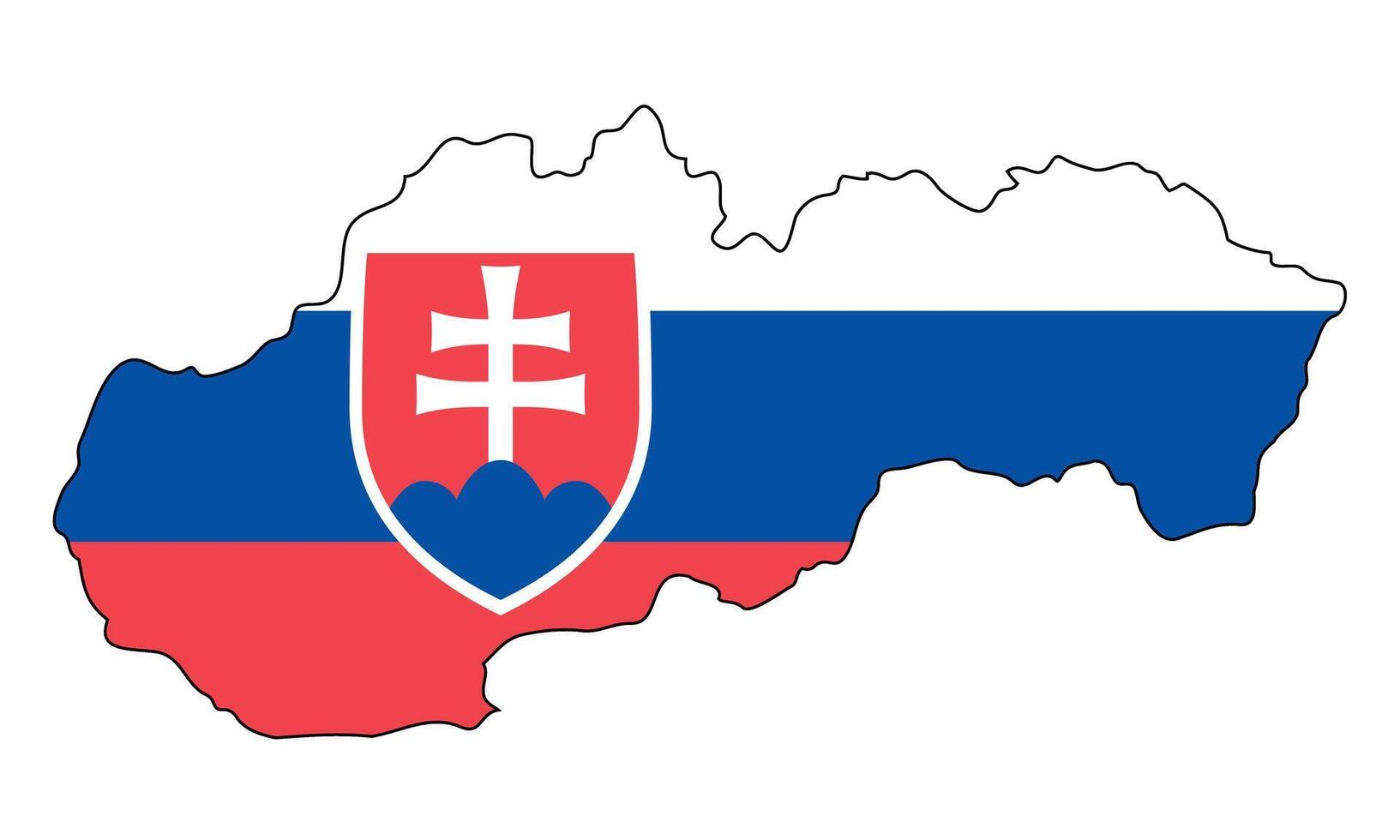 Slovakia map with flag - outline of a state with a national flag, white background, vector
