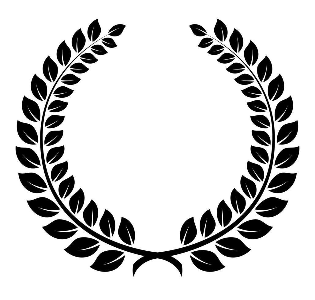 laurel wreath, black and white illustration vector