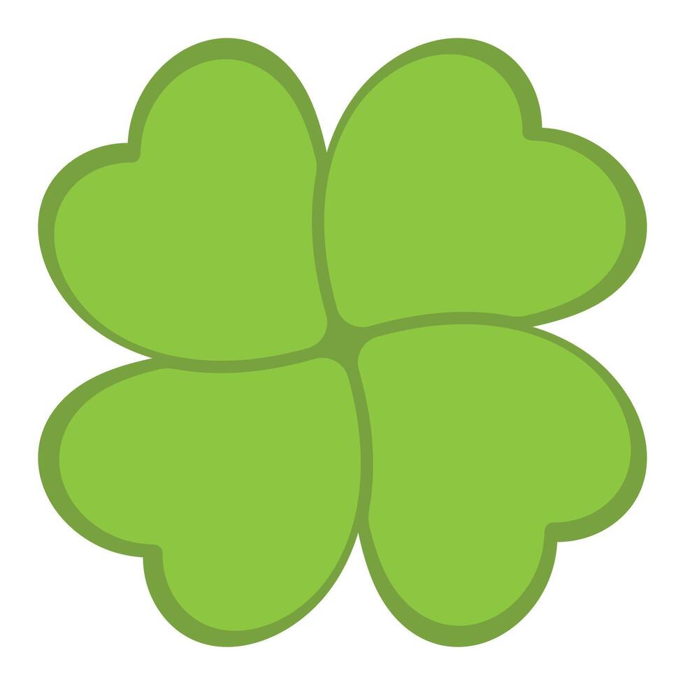 Four leaf clover symbol icon shape, illustration of green four leaf cloverleaf, isolated on white background vector