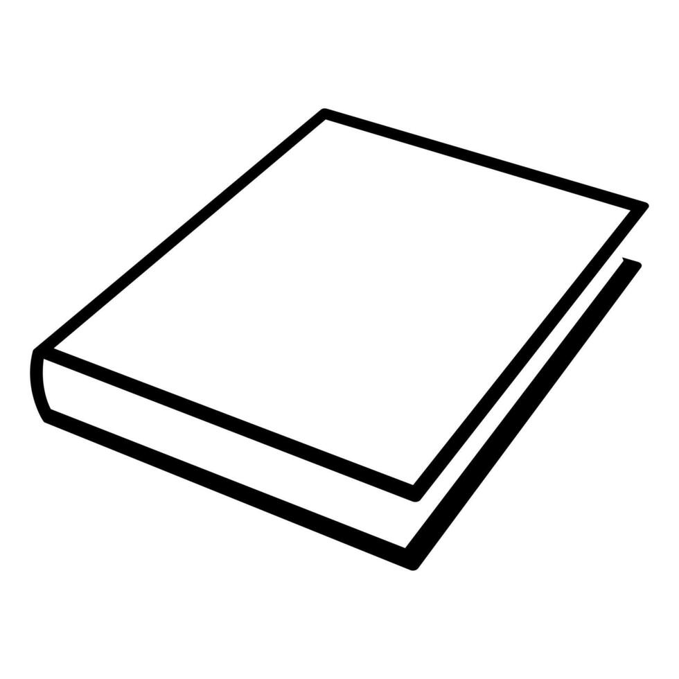 book black and white simple symbol of closed book, illustration isolated on white background vector