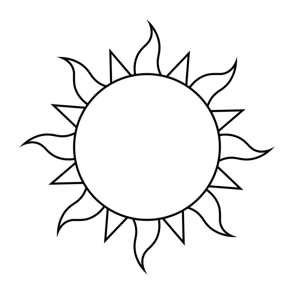sun, black and white illustration isolated on white background vector