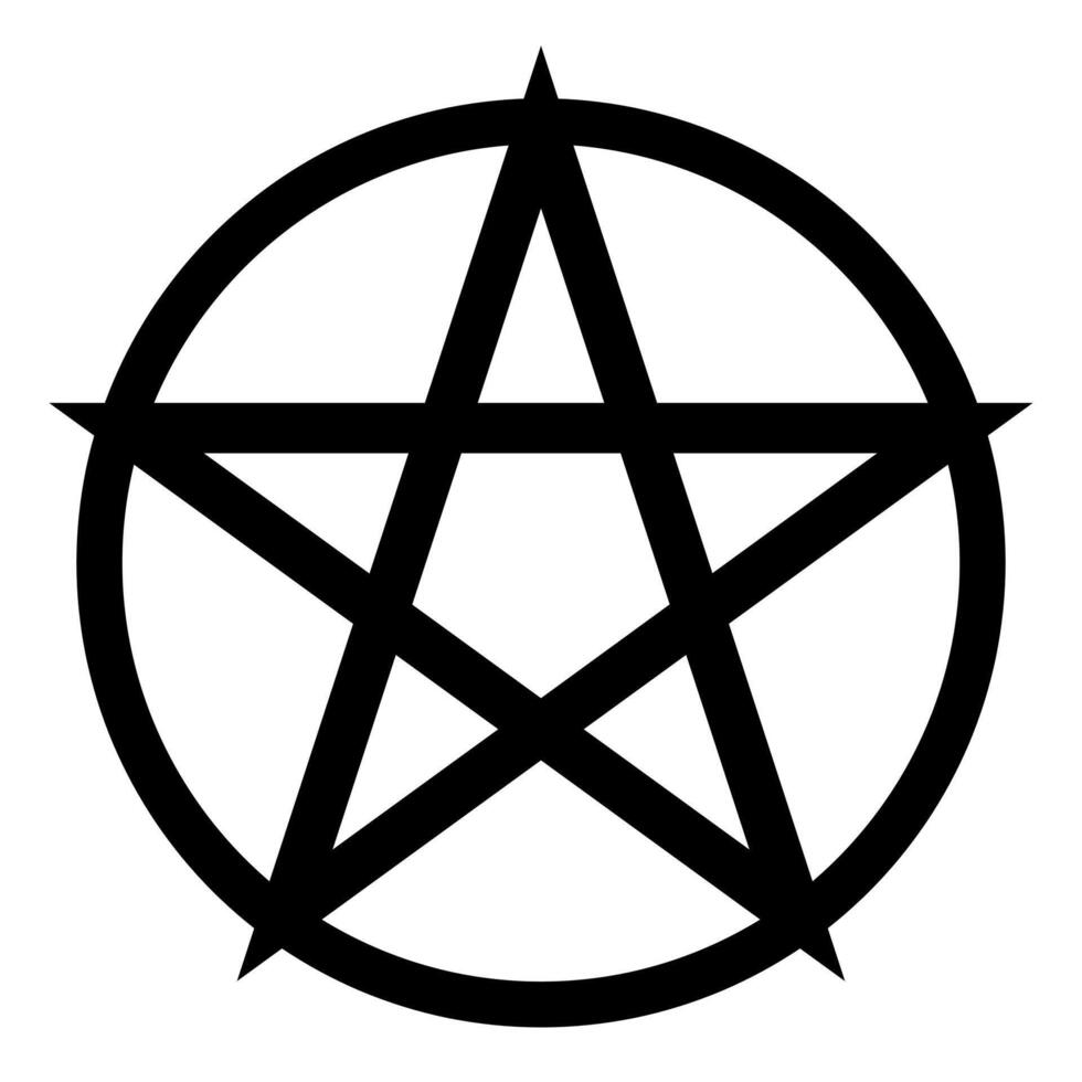 Pentacle symbol - illustration of simple five-pointed star in circle, isolated on white background vector