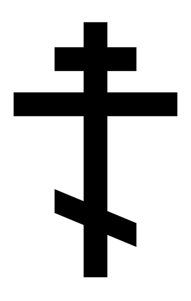 Orthodox Cross, black and white silhouette illustration of religious Christian cross shape, isolated on white background vector