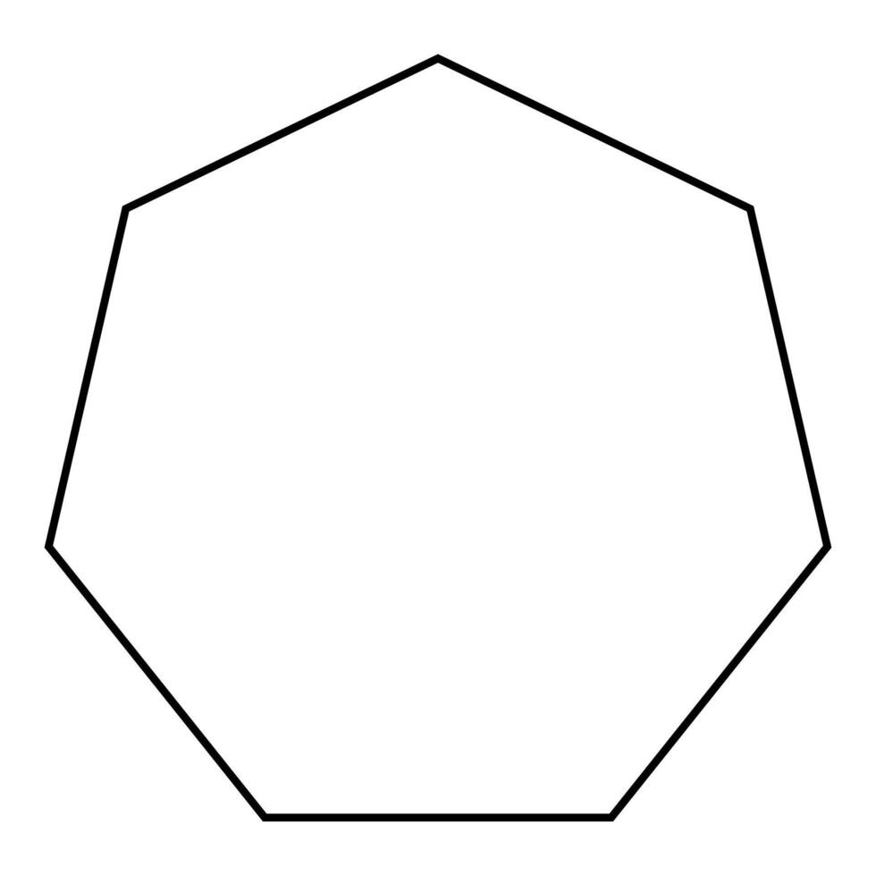 TiskHeptagon shape symbol, black and white silhouette illustration of septagon vector