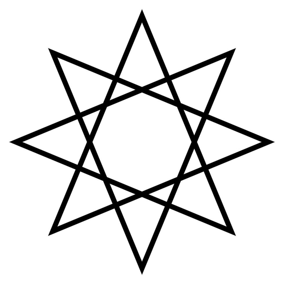 octagram shape symbol, black and white line art illustration of eight-pointed star polygon vector