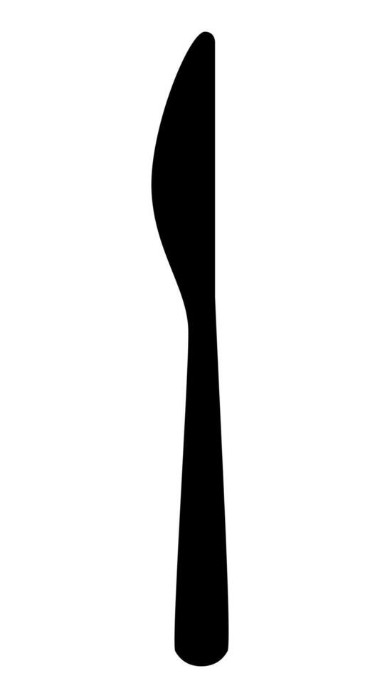 table knife silhouette shape, black and white illustration of cutlery utensil, white background vector