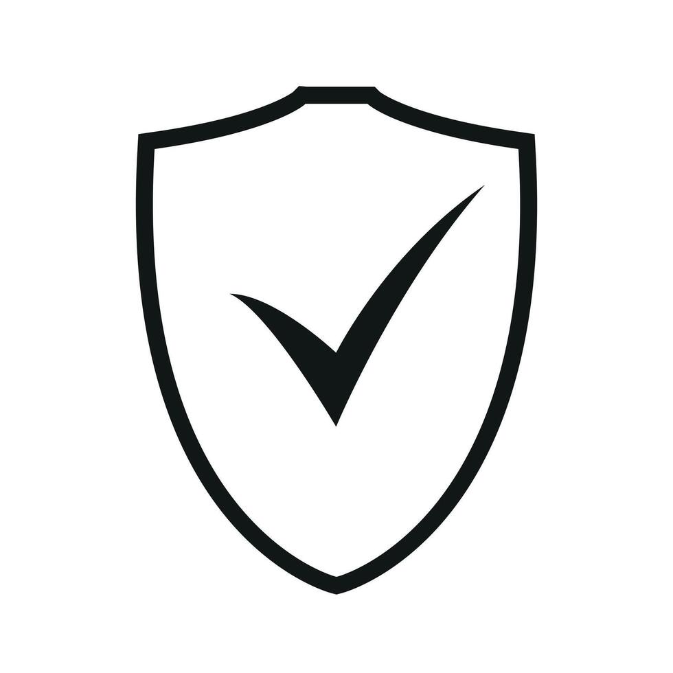 shield with OK check mark icon silhouette, illustration isolated on a white background vector