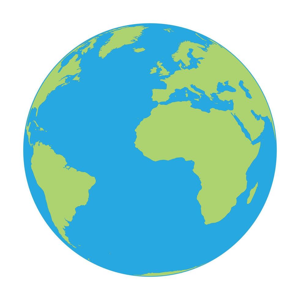 Earth globe world map with continents on planet Earth, illustration on white background vector
