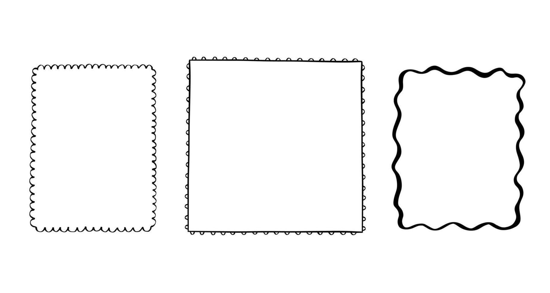 Doodle frame border set with abstract shapes, hand drawn decoration, scribble shape, simple template vector