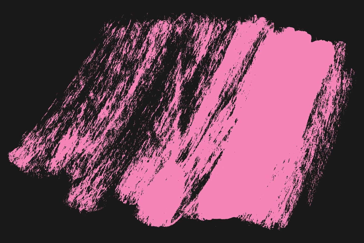 Big Grunge Bold Pink Brush Stroke Isolated on Black Background. Grainy modern paint smear texture for presentations, cover, ad, website, poster, card vector