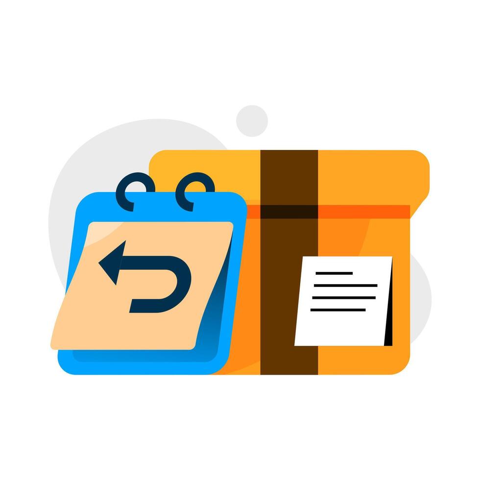 Reschedule delivery concept illustration. Package box with calendar. postponed or delayed shipping, shipment schedule adjustment, delivery planning, or logistics rescheduling. for courier services vector