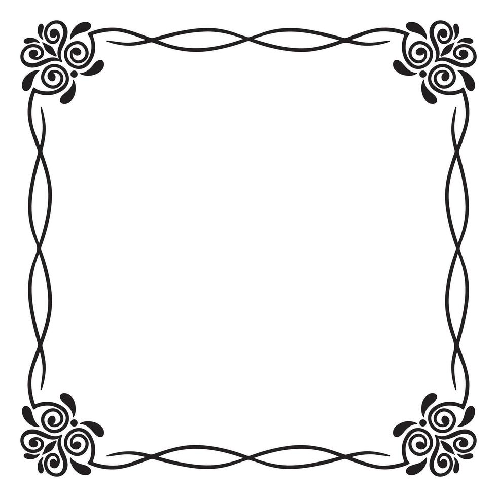 Border frame art simple line corner calligraphic vector