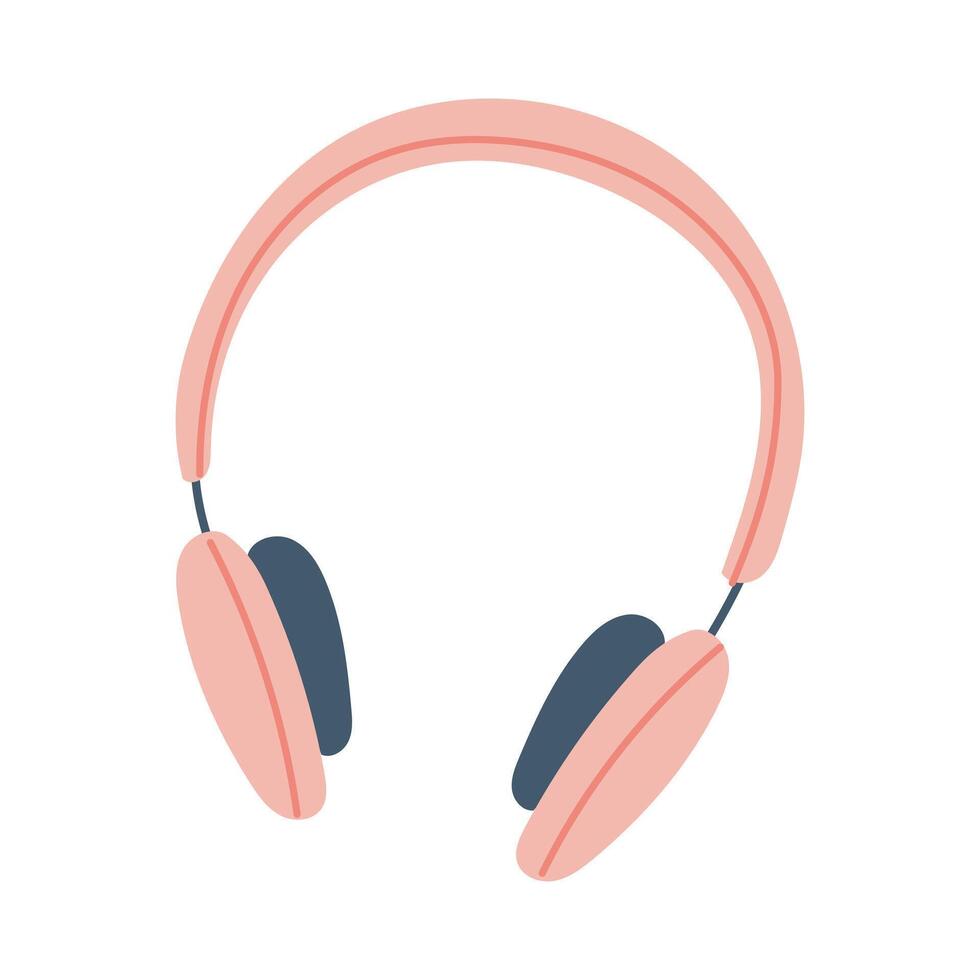 wireless headphones are as big as hoop. Equipment for relaxation during training. Flat color is isolated. It is suitable for applications, websites, blogs about training, yoga, health, rehabilitation vector