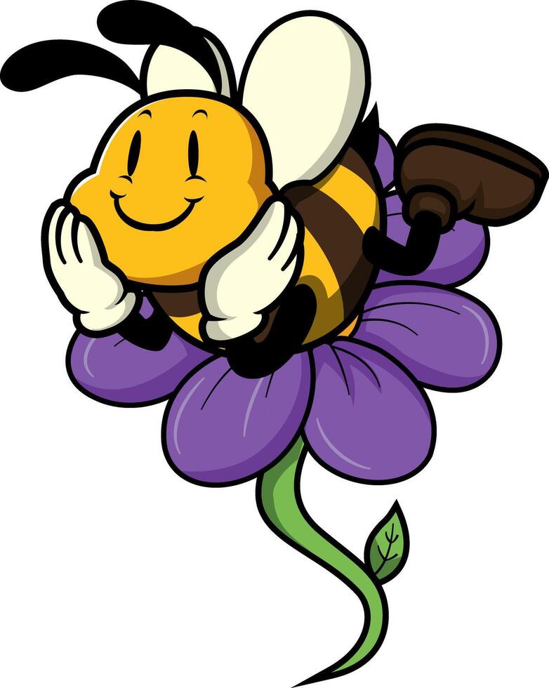 Bee Relaxing On Flower IllustrationShark Mascot Surfing Adventure Begins vector