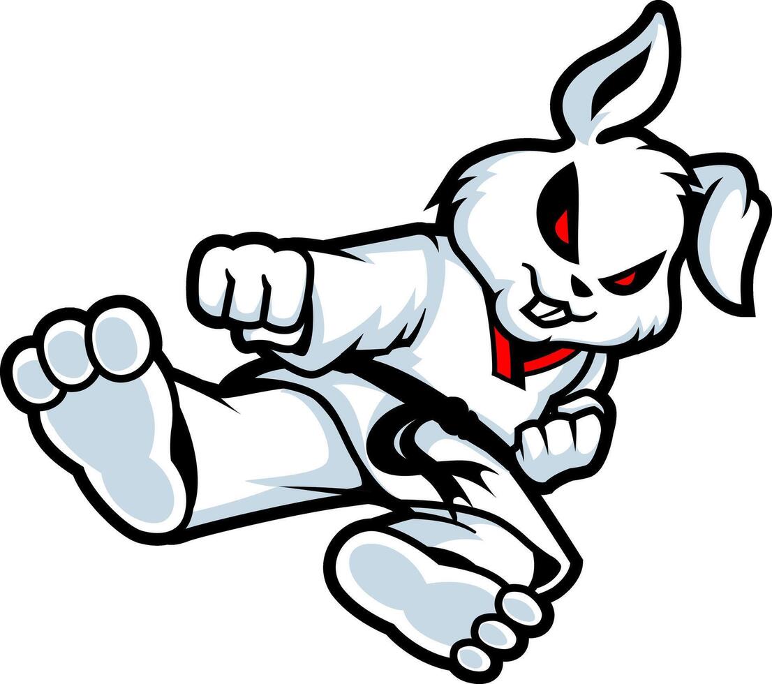 Cartoon Karate Rabbit Mascot Actions vector